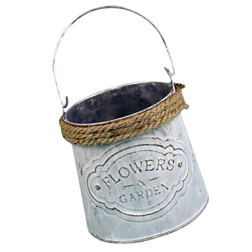 Indoor Hanging Flower Pot Made of Iron for Gardening Use Light Grey Simple and Stylish 1PC
