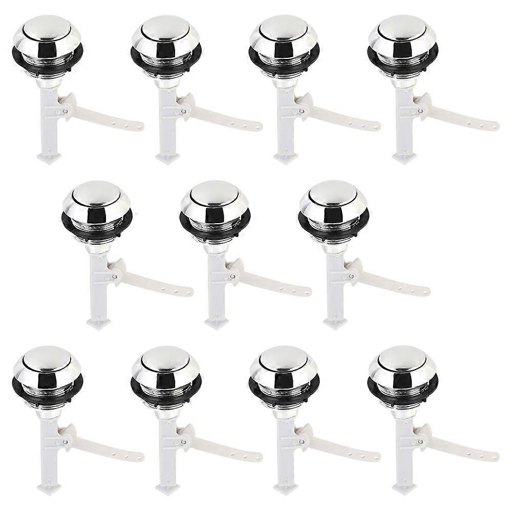 Toilet Replacement Button 12Pcs Silver Round Head Suitable For General Users Size 11.5X7X4.5CM Function Single