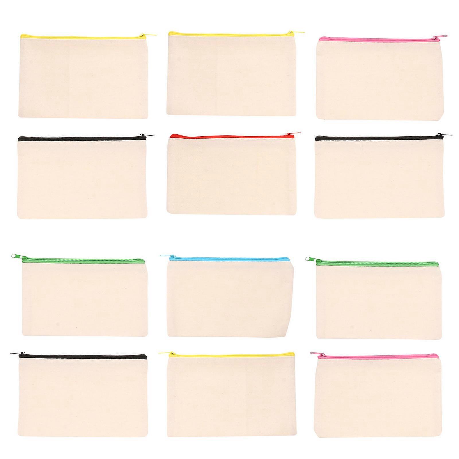 Here's a polished and professional product description based on your input:
**12pcs Durable Canvas Cosmetic Bags Zipper Pouches for Travel,