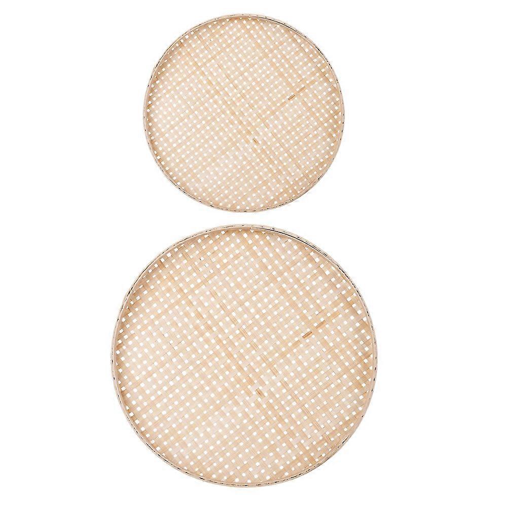 Bamboo Weaving Sieve Set of 2 Premium Quality for Home Use Beige Color