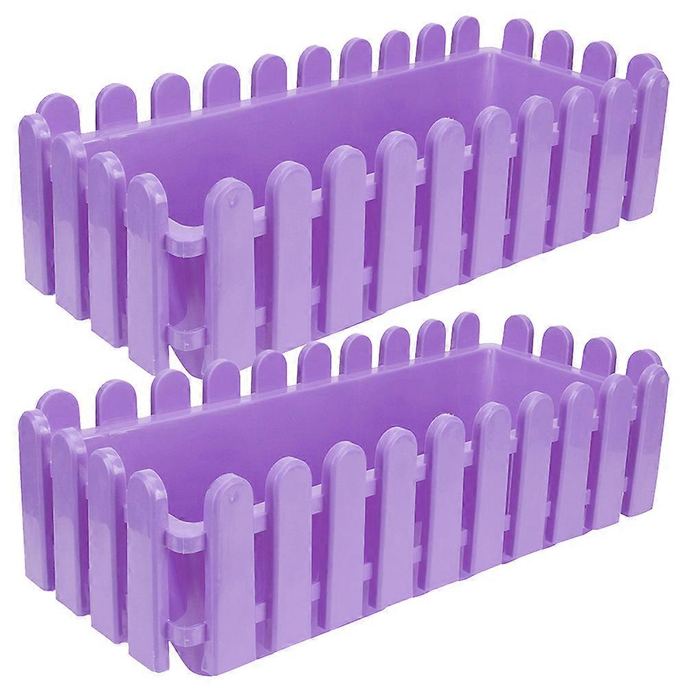 Window Flower Box Plastic Planter Box Rectangular Flowerpot Outdoor Planting 32.00X15.00X11.00CM Durable 2Pcs