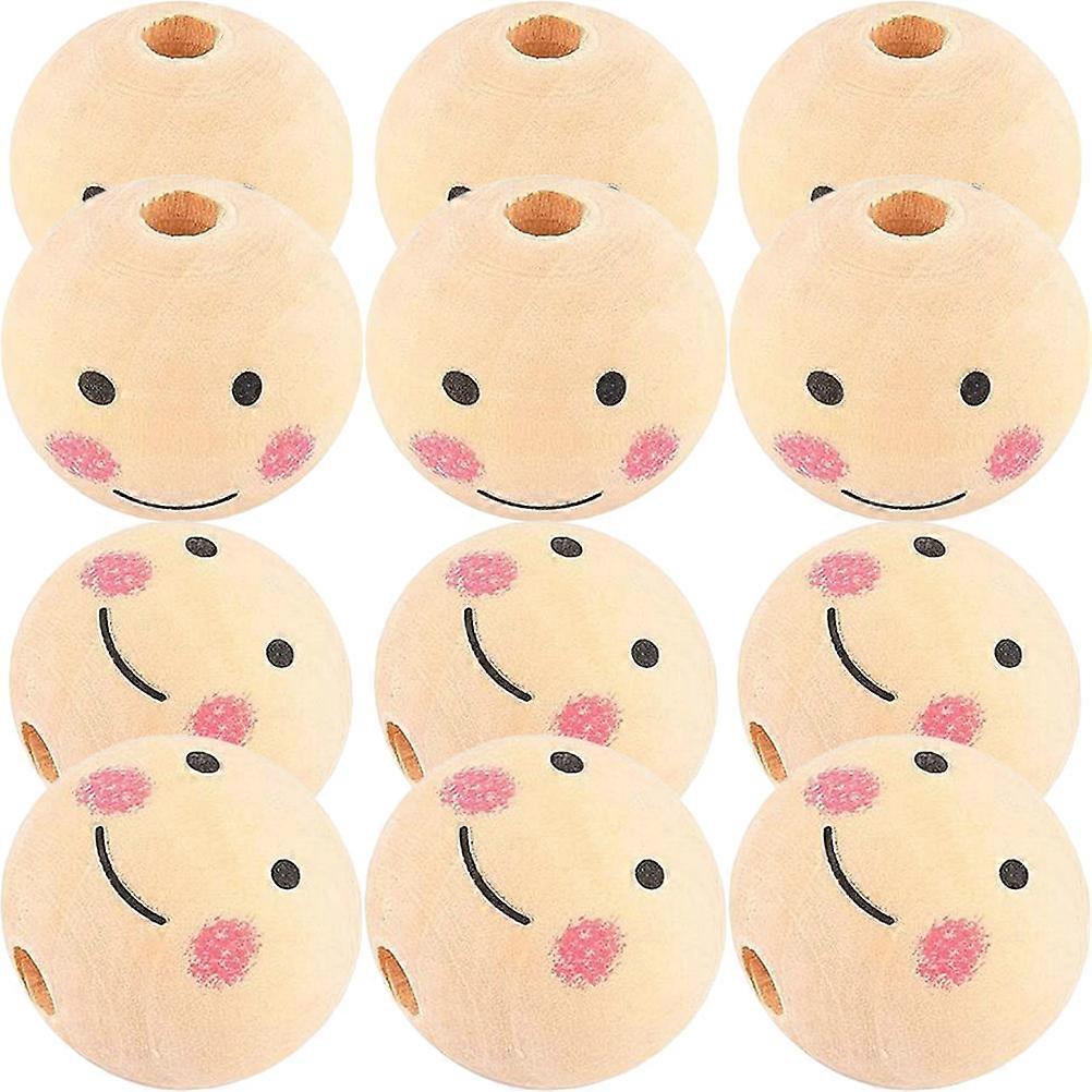 Smile Pattern Wood Beads for Craft Projects and Jewelry Making 50Pcs Assorted Color