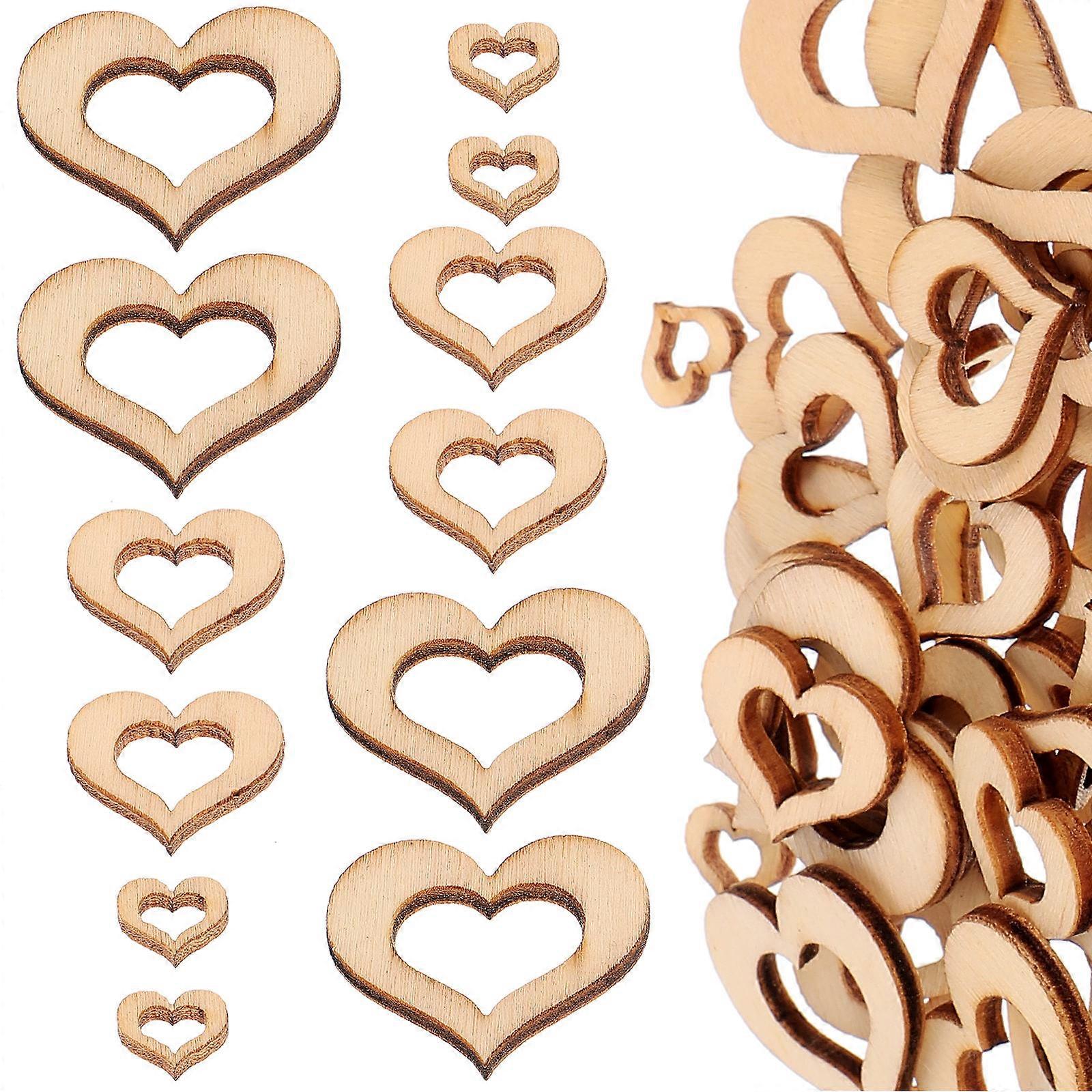 قواطع القلب الأشكال غير المكتملة لصياغة الخشب لمشاريع DIY سطح أملس رقائق خشبية متينة لحفلات الزفاف ديكور المنزل الحرف اليدوية