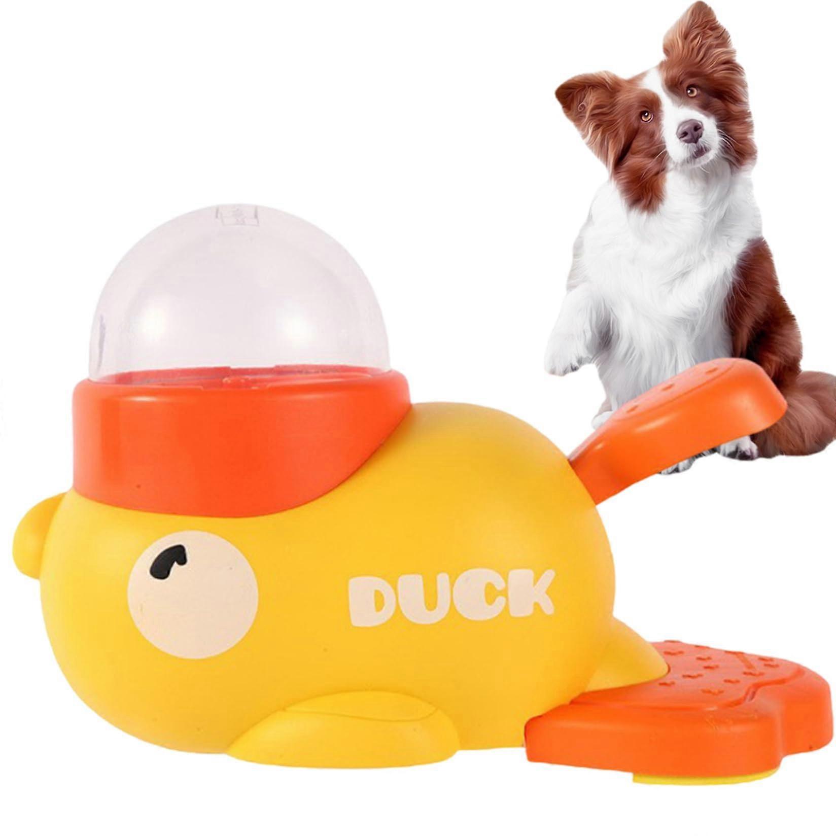 Dog delay dispenser toy duckshaped interactive pet feeder with 3 grain outlets