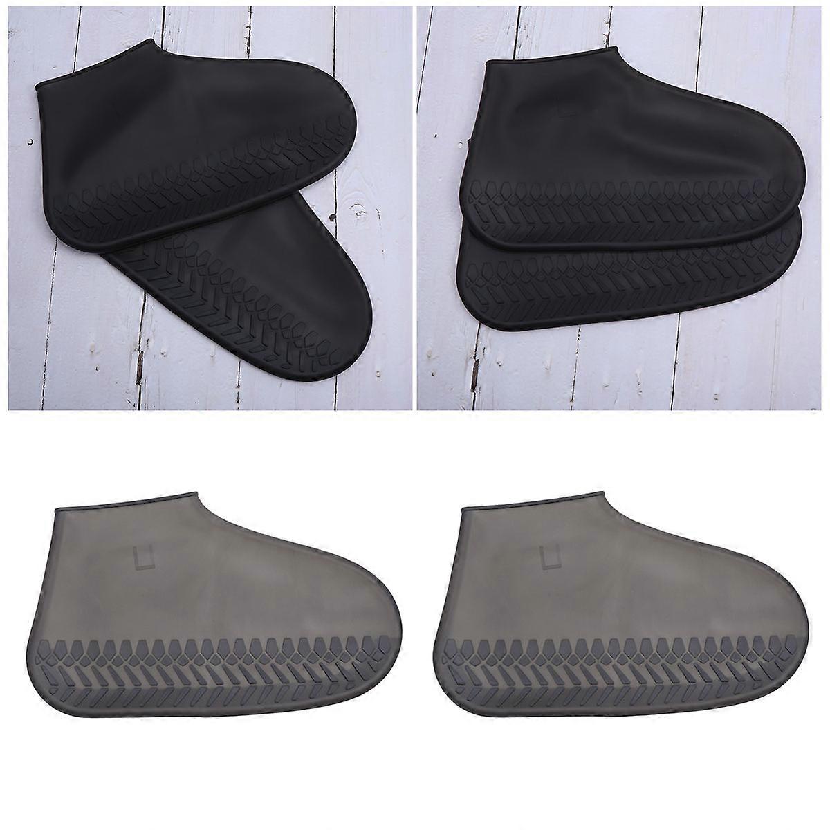 Black Rain Shoe Covers For Adults L Size Waterproof Anti-Slip Suitable For Rainy Days Protect From Mud And Splash 1 Pair