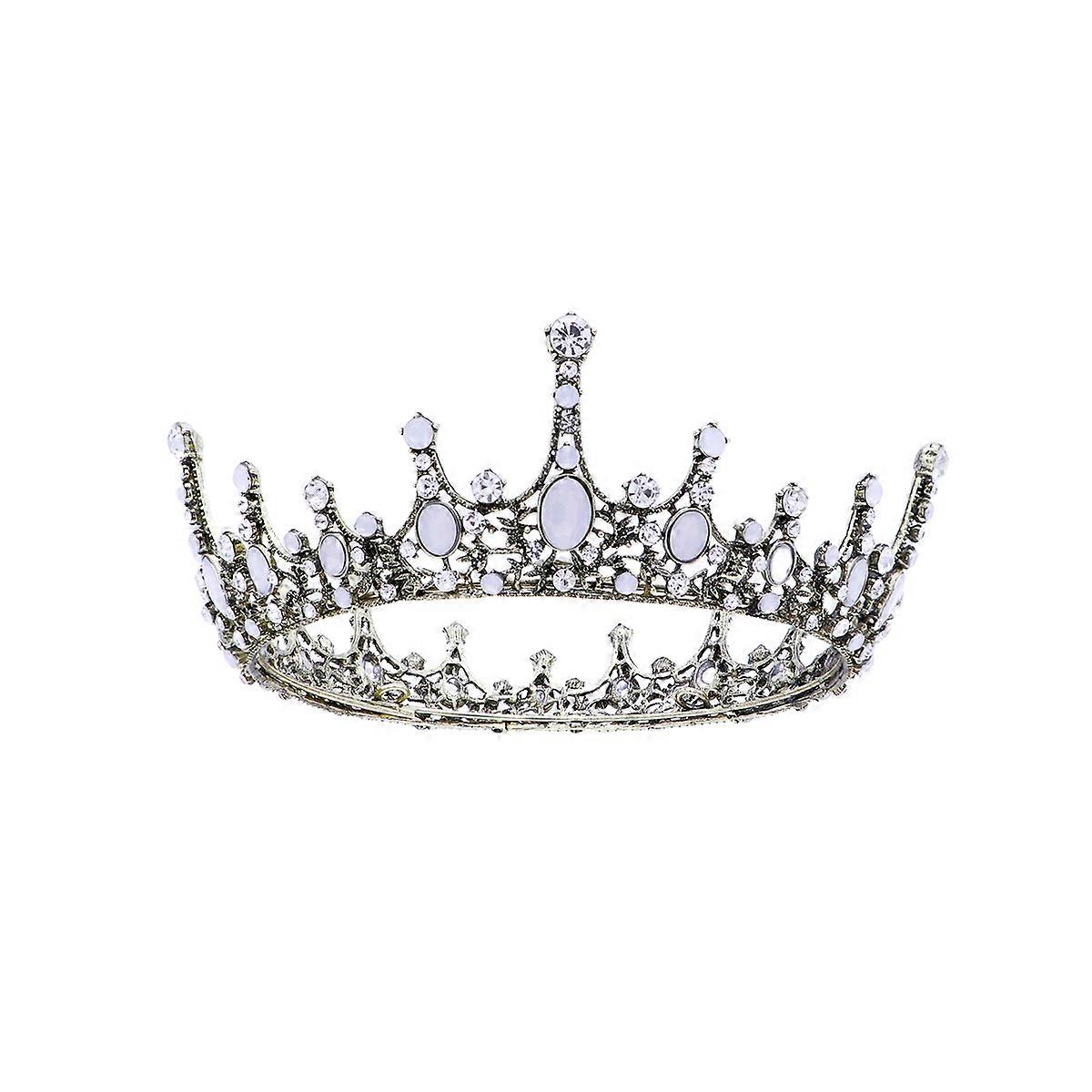 White Wedding Bridal Tiara with Rhinestones and Alloy for Decorative Use Lightweight and Durable 6.5 Inches