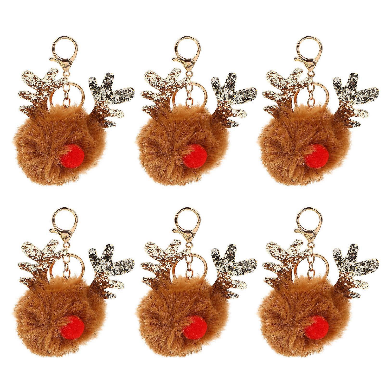 6 قطع أفخم سلسلة مفاتيح الأيائل مع سلسلة ذهبية حقيبة دائمة سحر لحقائب اليد ، حقائب الظهر ، مفاتيح السيارة عيد الميلاد ، عيد الأم ، التخرج