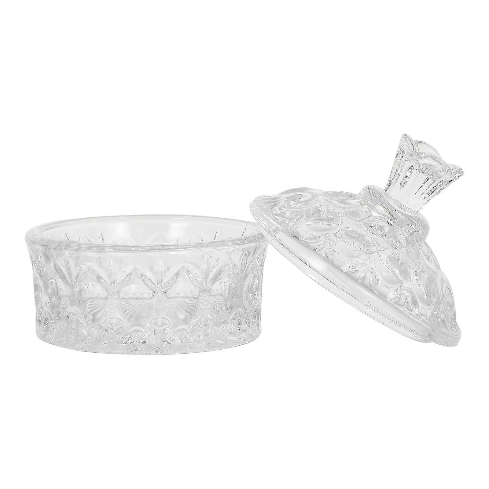 Embossed Glass Jar for Jewelry, Snacks & Candy Storage – Floral Decorative Container with Smooth Surface, Organization Solution
