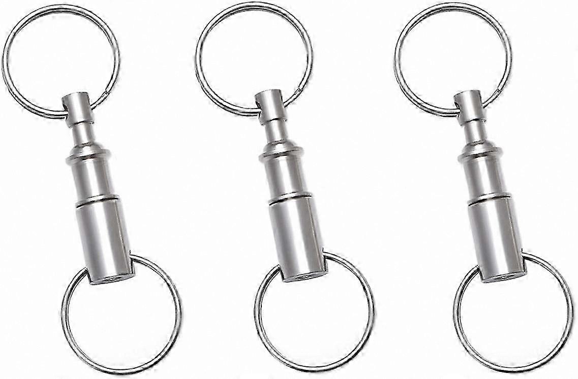 3-Pack Quick Release Keychains with Double Spring Split Snap, Detachable Pull-Apart Key Rings for Easy Use