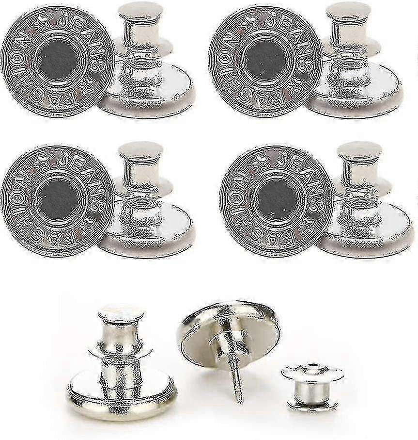 Button Pins For Jeans, No Sew And No Tools Instant Jean Button Pins For Pants,4 Sets Replacement Buttons, Simple Installation, Reusable And Adjustable