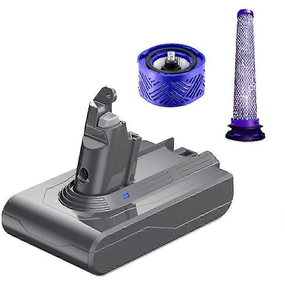 Suitable for Dyson V6 SV04 SV03 DC58 DC59 DC61 DC74, 21.6V Battery Adapter with Front/Rear Filters-jc