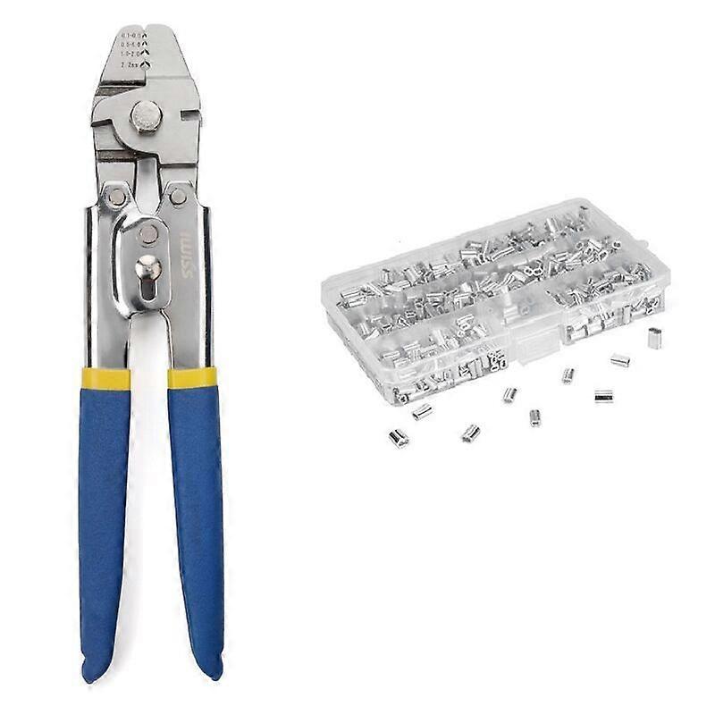 Crimping Tool for Wire Rope up to 2.2mm with 600pcs Aluminum Double Barrel Crimping Sleeves in 3 Sizes