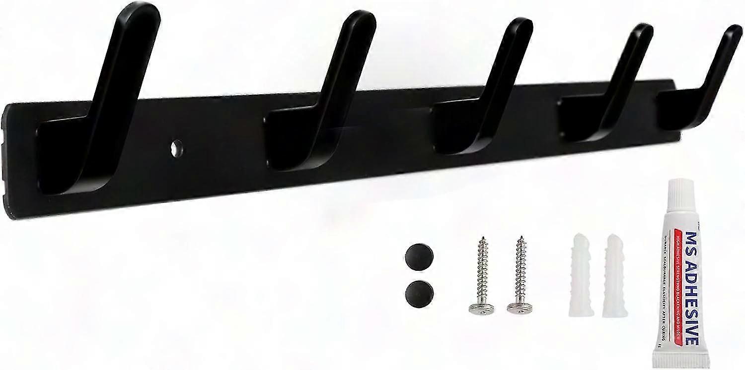 Wall Coat Rack with 5 Hooks for Entryway Bathroom Kitchen - 2 Installation Methods