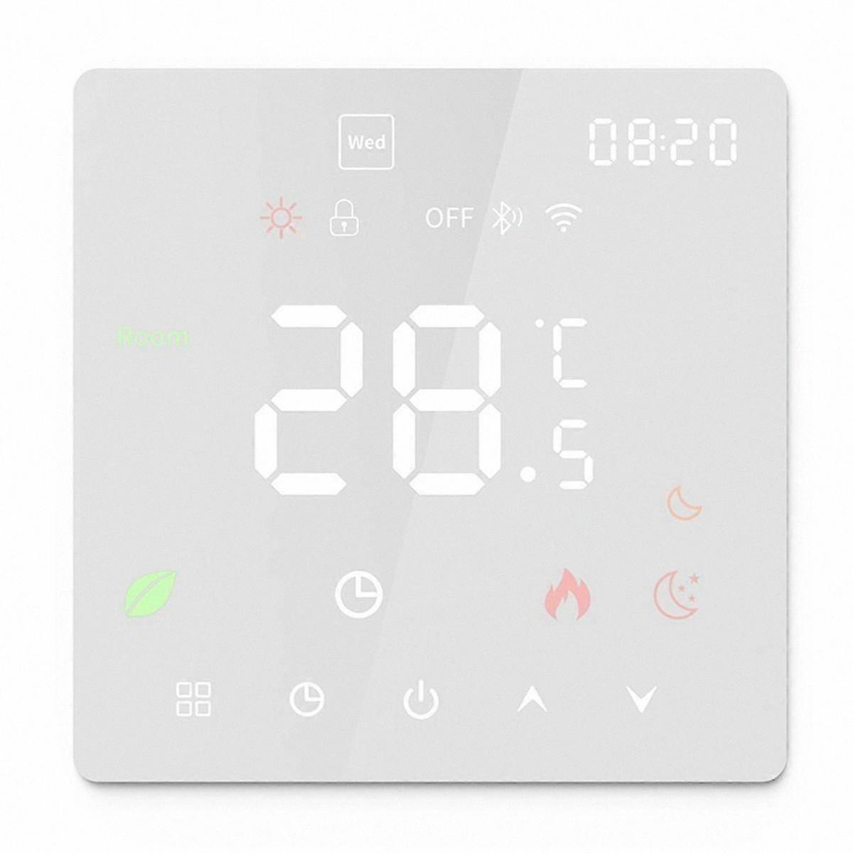 Smart Thermostat with Touch Screen, Wi-Fi Enabled Heating Control, Wall Mountable Thermostat for Plumbing, White Finish 3A Compatibility