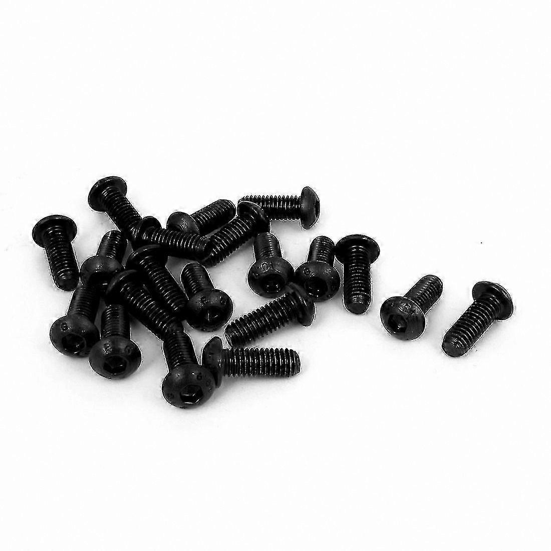 Black Hex Socket Button Head Screws, M6 x 16mm, 20 Pieces