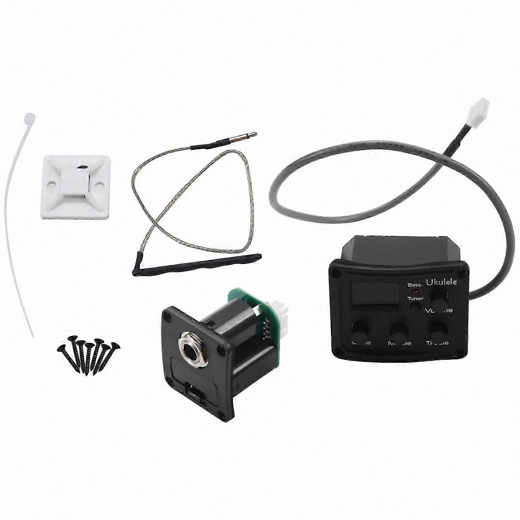 Ukelele Uke Piezo Pickup Preamp 3-Band EQ Equalizer Tuner System with LCD Display