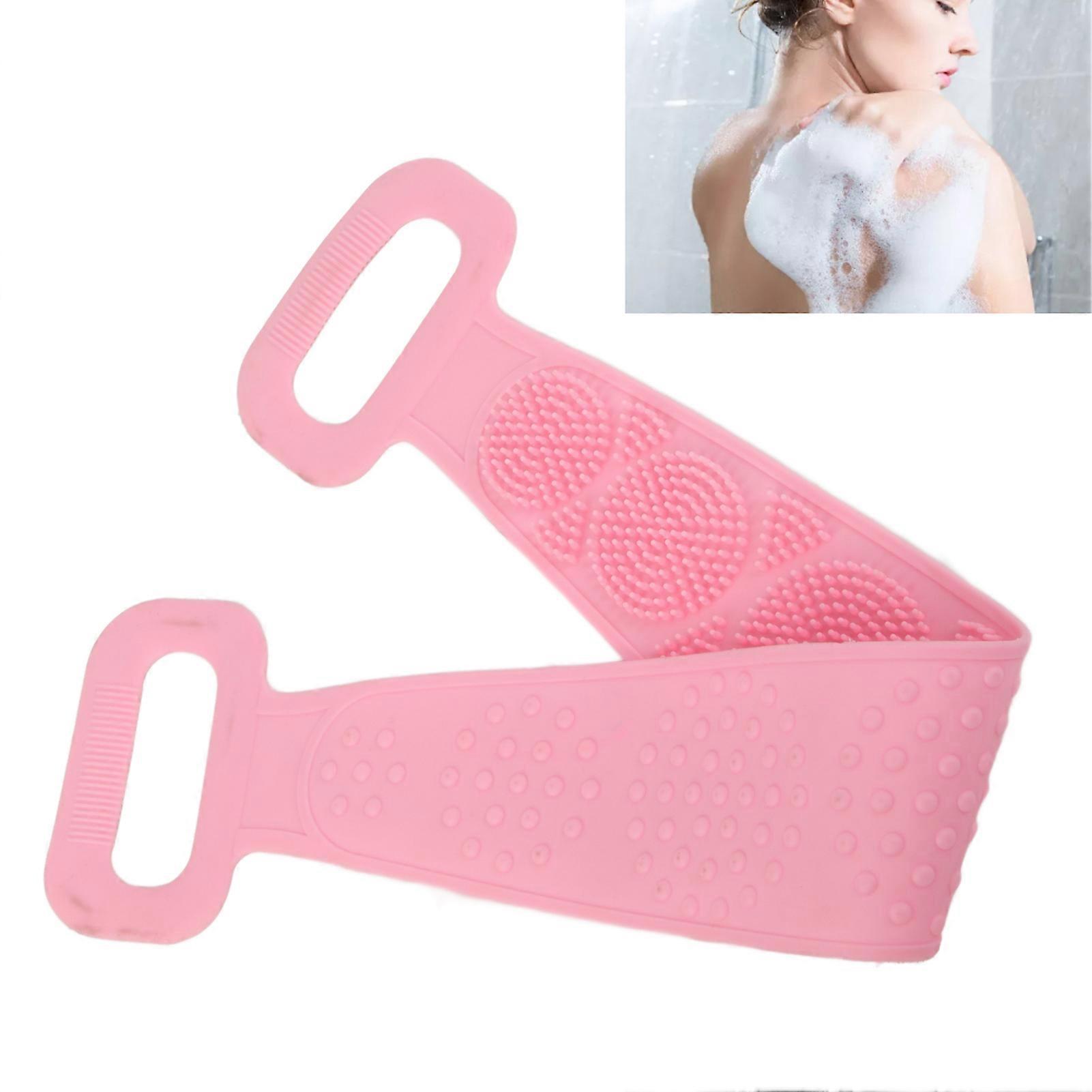 Silicone Bath Body Brush Pink Back Scrubber Double-Sided Elastic