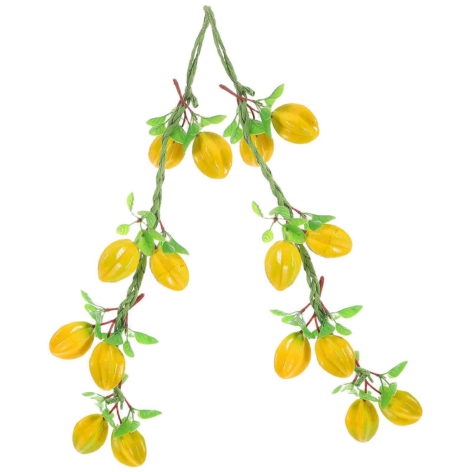 Fruit Skewers Ceiling Hanging Decor, Artificial Fruits Carambole Wall Decor for Wedding Arch Arrangement, Realistic Yellow Paper Plants