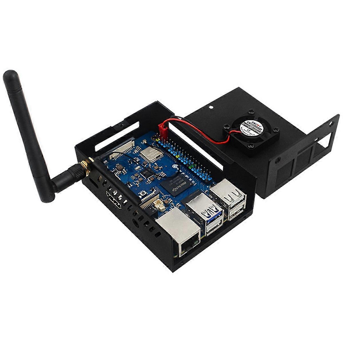For 3B Case , Metal Shell with Fan & Heatsink for 3B 2GB / 4GB / 8GB Easy Install (with Antenna)