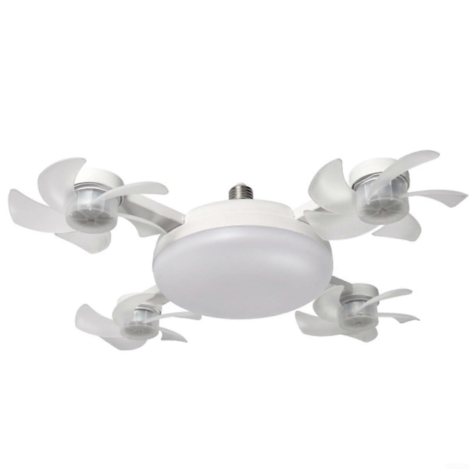 LED Ceiling Fan with Remote Control, Three Color Modes, Stepless Dimming, Timer, 3 Speed Settings, Wall Control, Four Heads for Indoor Use