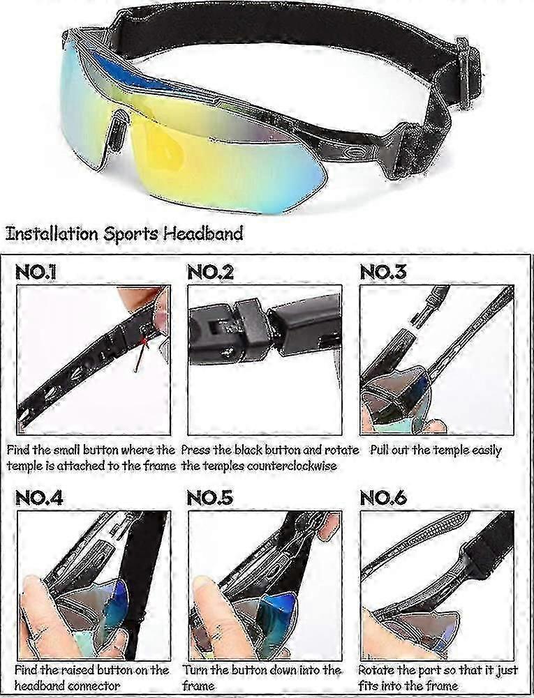 Spolaryzowane sportowe okulary przeciwsłoneczne z 5 wymiennymi soczewkami dla mężczyzn i kobiet - Uv400 Lekkie okulary rowerowe Gogle - KHW