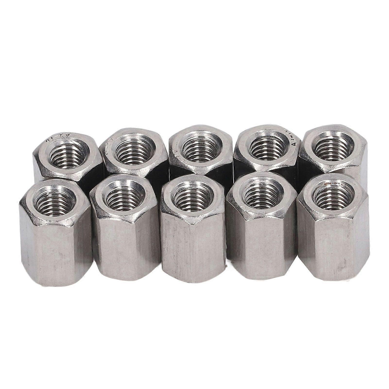 10PCS Hex Coupling Nuts 304 Stainless Steel Long Rod Coarse Hex Connection Nut M10 Thread