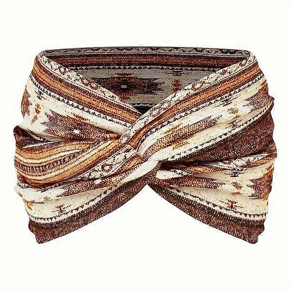 Women's wide printed headband, Bohemian style, comfortable and elastic