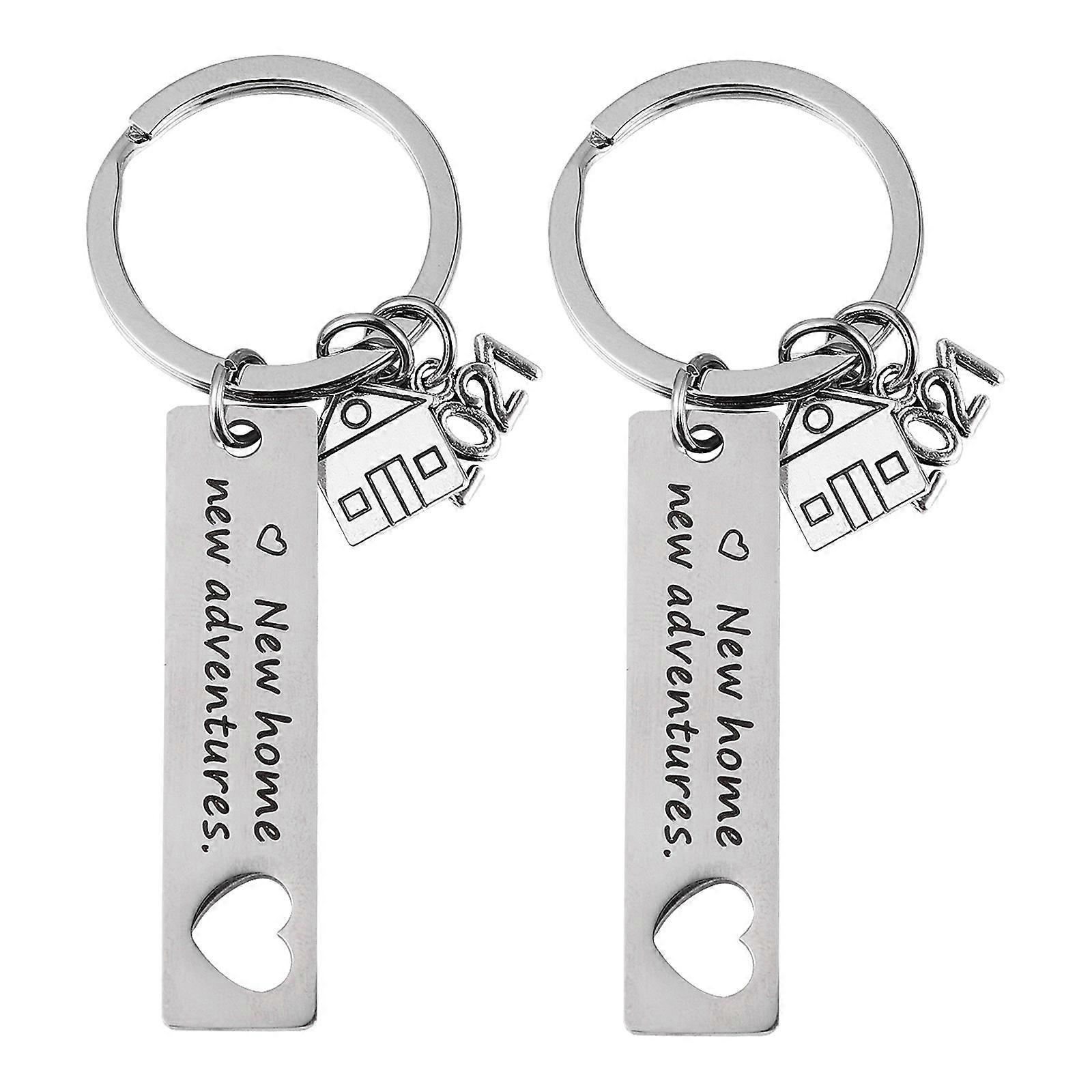 Key Ring Titanium Steel Housewarming Keychains for Decoration 2Pcs Assorted Color