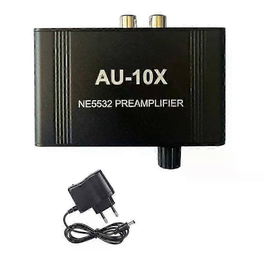 AU-10X NE5532 Stereo-Audiosignal-Vorverstärker Verstärker Kopfhörerverstärkerplatine Verstärkung 20Db Cinch 35MM Lautstärkeregler EU-Stecker