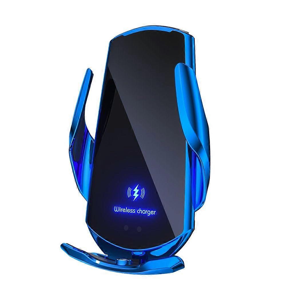 Car Smartphone Holder, In-Car Phone Holder, Wireless15 W Charging, Infrared Sensor, Automatic Opening/Closing 360 Degree Rotation(Blue)