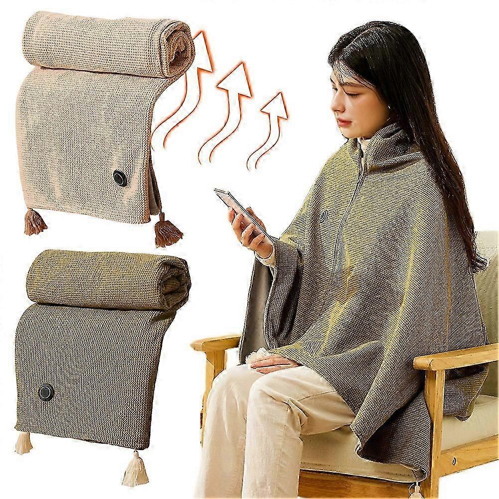 Portable Heated Shawl, Portable Soft Zipper Electric Heated Blanket Shawl  cs