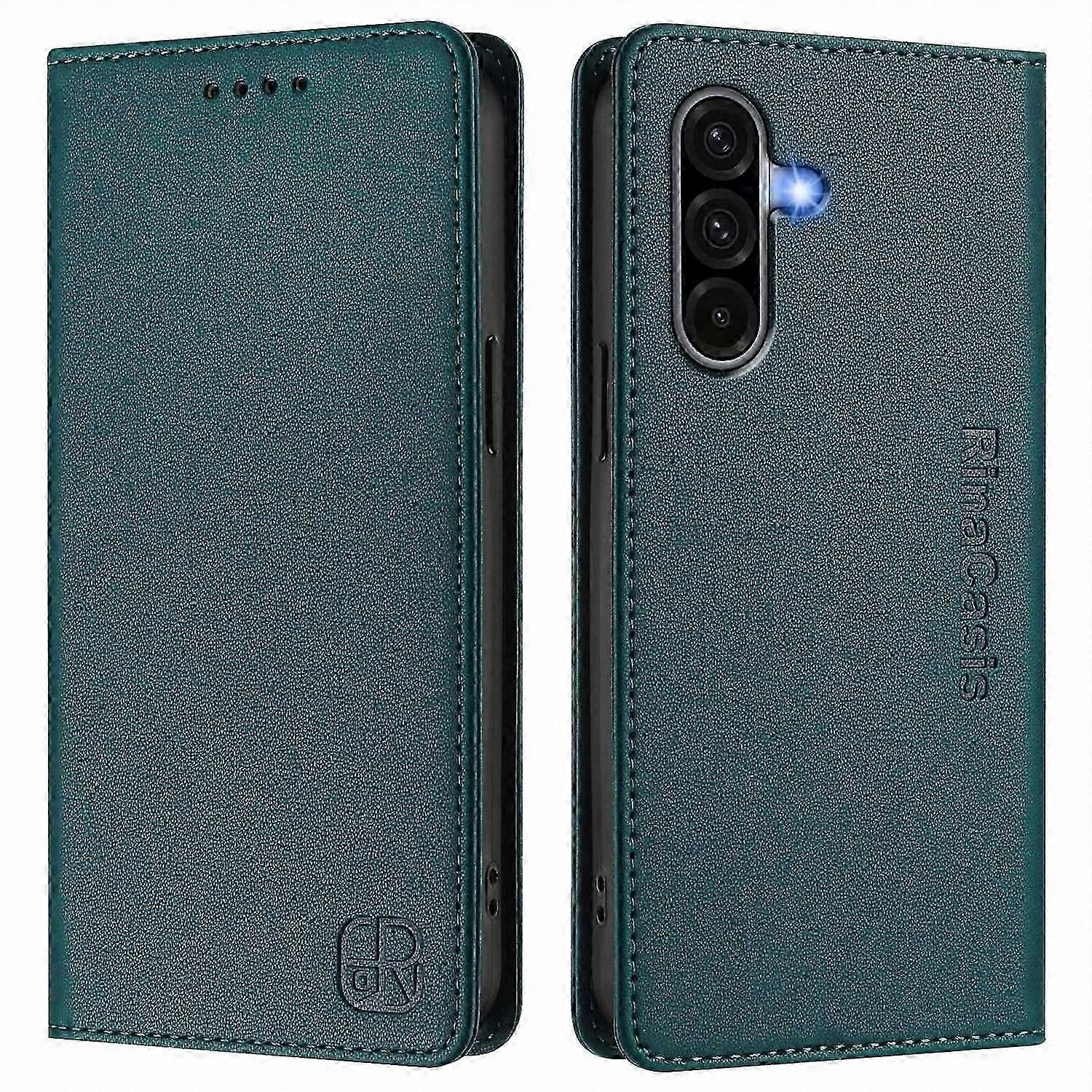 RFID Blocking Leather Phone Case with Magnetic Closure for  Galaxy S24 FE