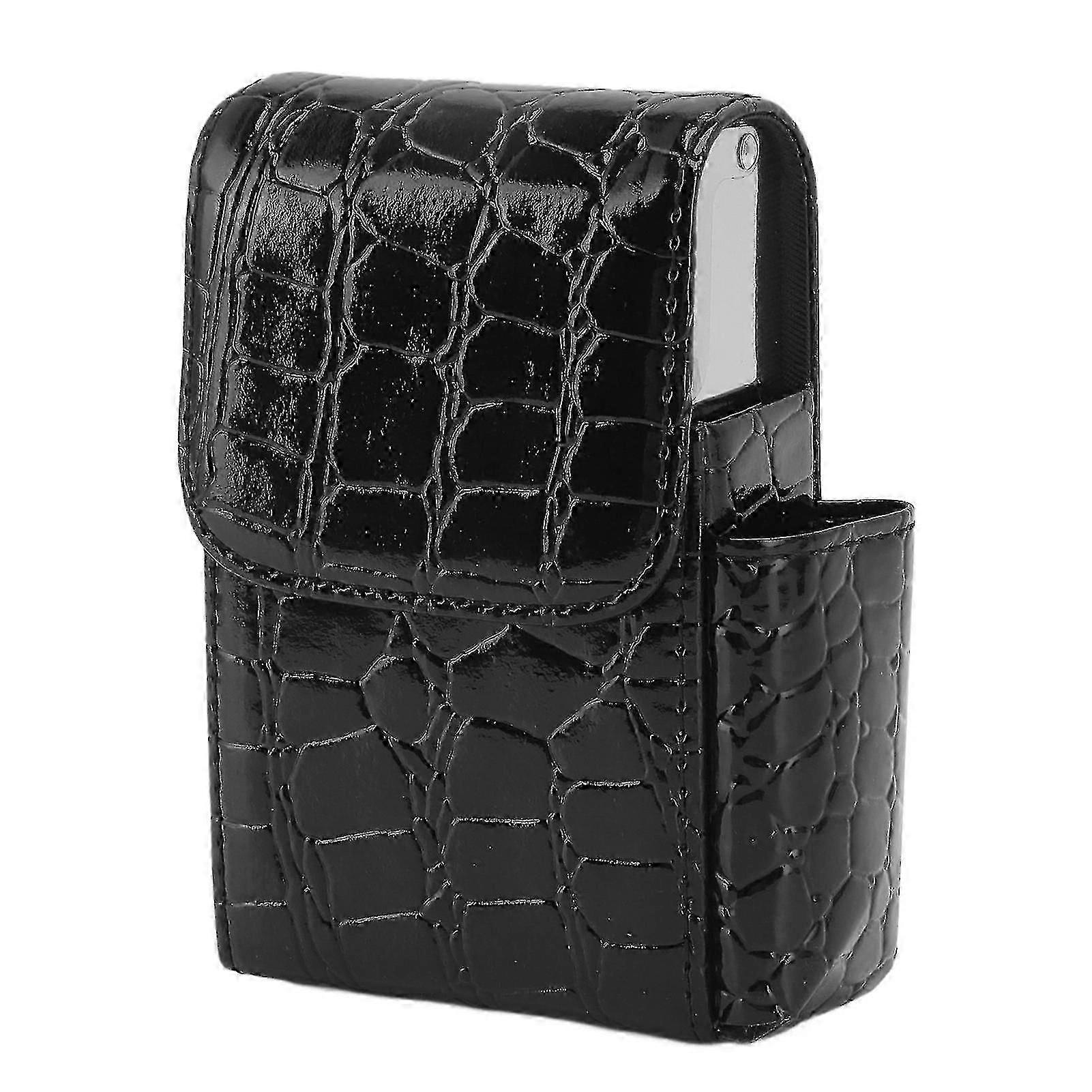 Multifunctional Portable Black PU Leather Cigarette Box for 20 Cigarettes