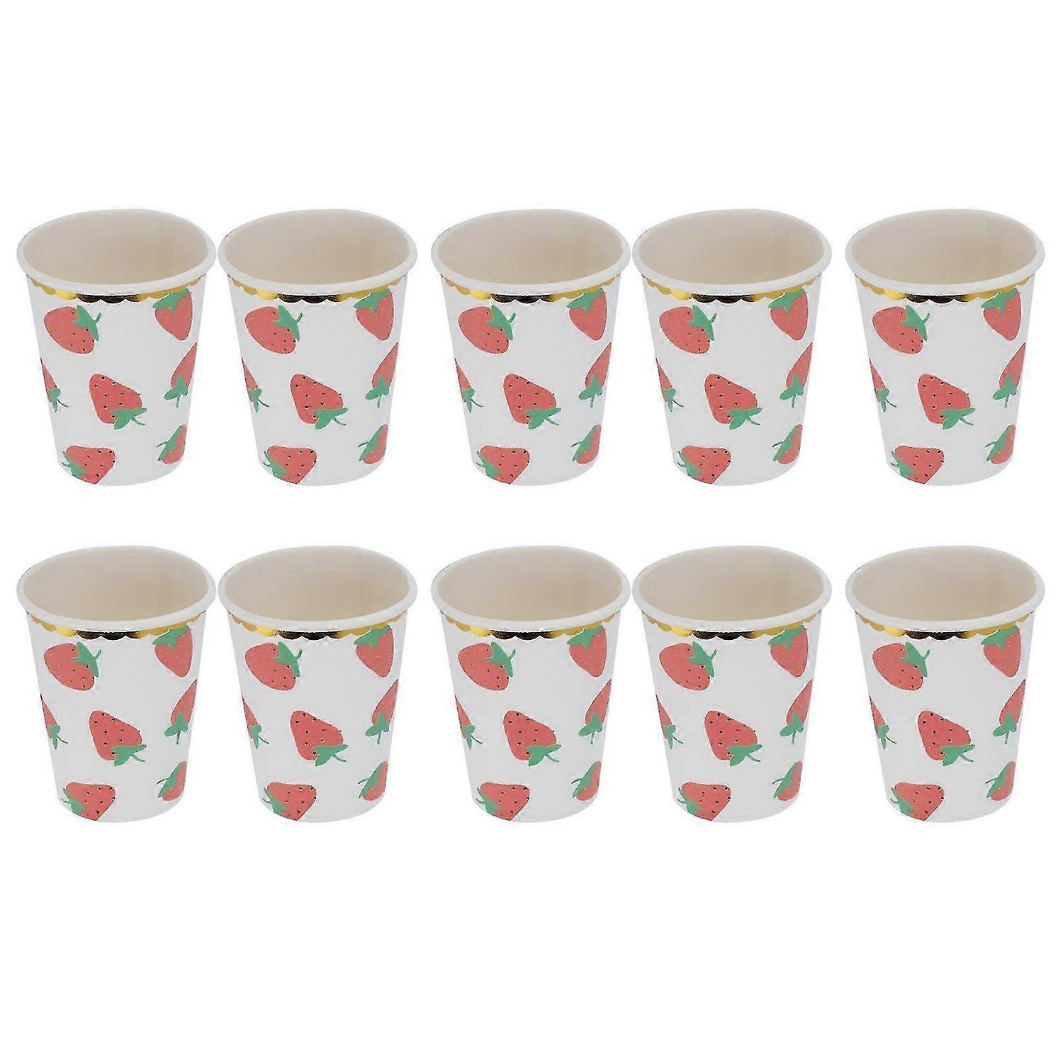 2025 Latest Model 10Pcs Party Tableware Disposable Strawberry Pattern