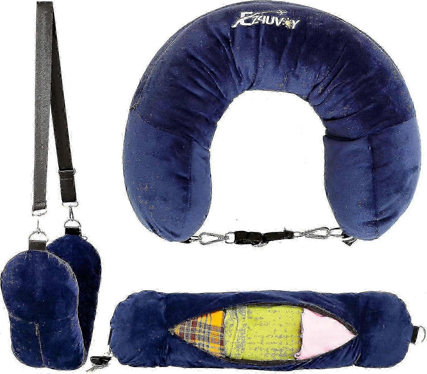 Travel Neck Pillow Stuffable with Clothes, Stuffable Neck Pillow for Travel