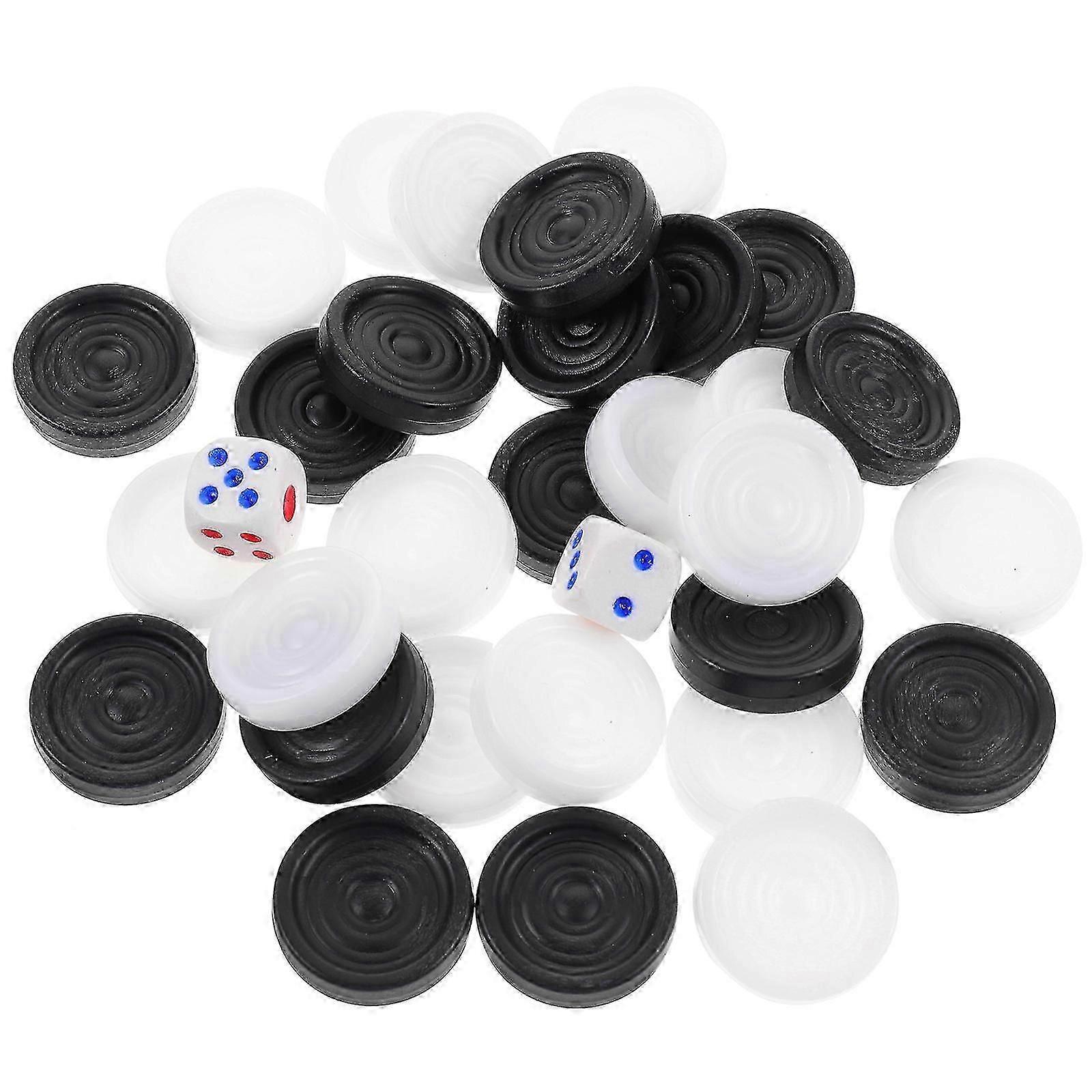 1 Set Black and White Backgammon Pieces Plastic Backgammon Replacement Pieces