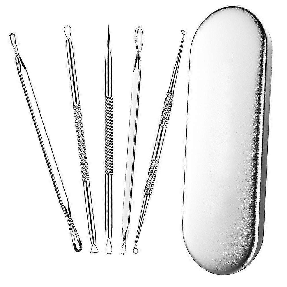 5Pcs/Set Blackhead Remover Pimple Popper Tool Kit Professional Stainless Steel Pimples Comedone Extr