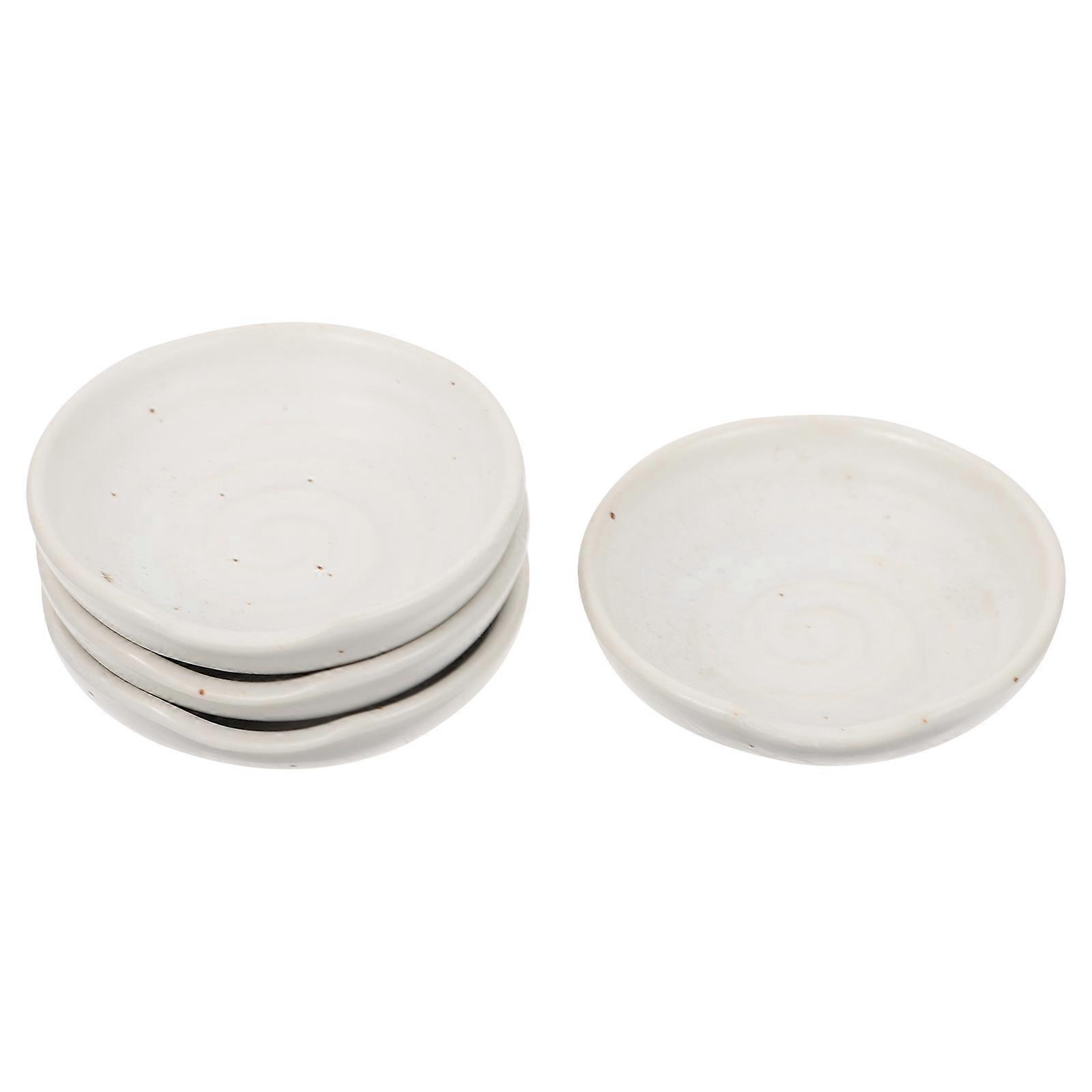 4Pcs Ceramic Side Dish Bowls for Kitchen Use White Round Sauce Dipping Dishes