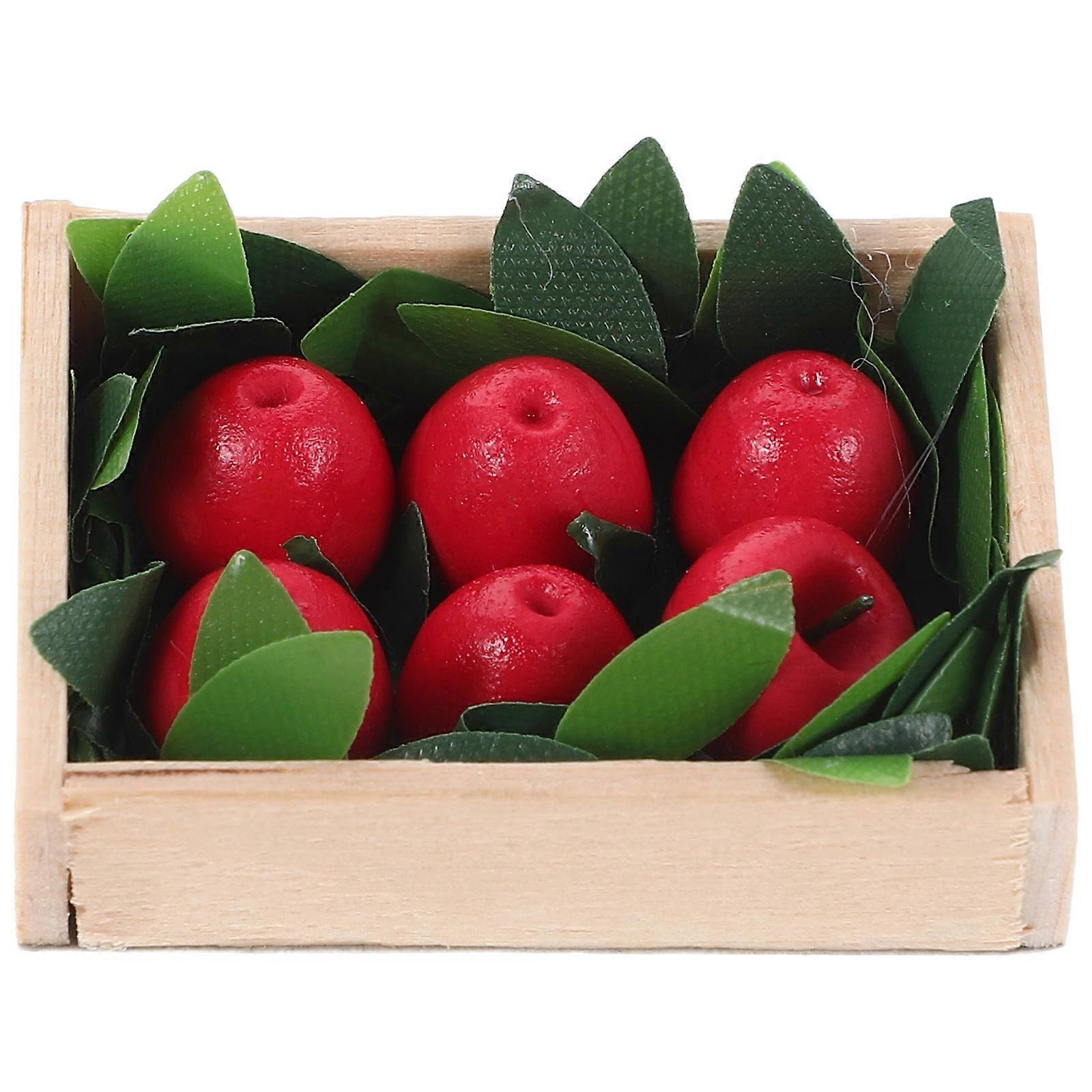 Miniature Dollhouse Fruit Decoration for Scene 3Sets Red Apple Models