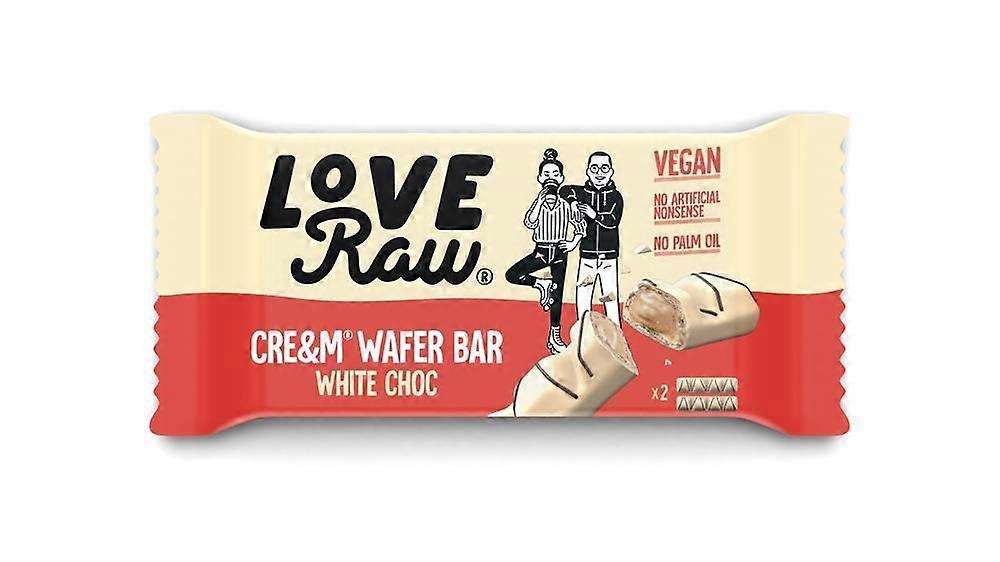 LoveRaw ビーガン クリーム フィルド ウエハース バー ホワイト チョック 45g - 12 パック