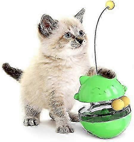 Pet Tumbler Cat Turntable Toy, Leaking Ball, Funny Cat Stick, Self-healing Artifact, Green