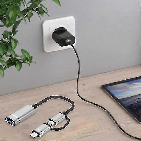 2 in 1 OTG Cable Suitable for TYPEC Adapter Cable Universal 2 in 1 Multifunctional Data Cable Gold