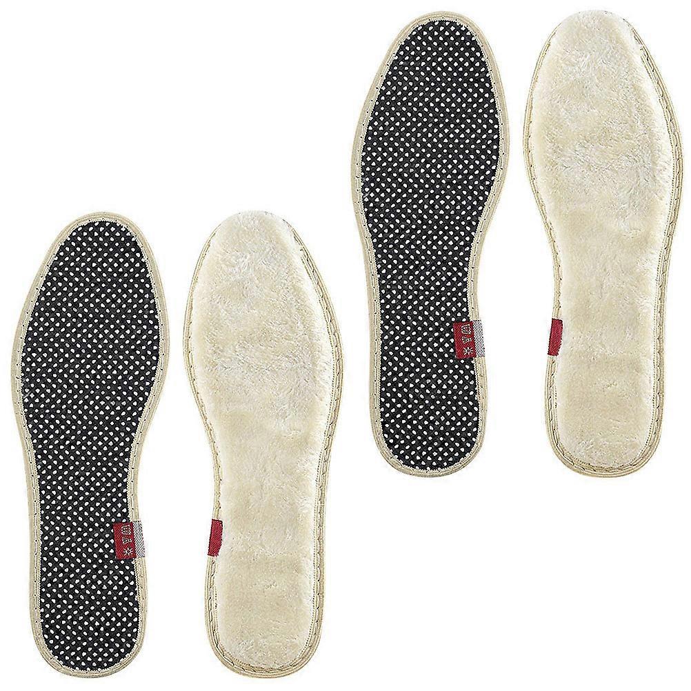 Breathable Shoe Inserts For Winter Use Shockproof Imitation Wool Warm Beige Pads 2 Pairs
