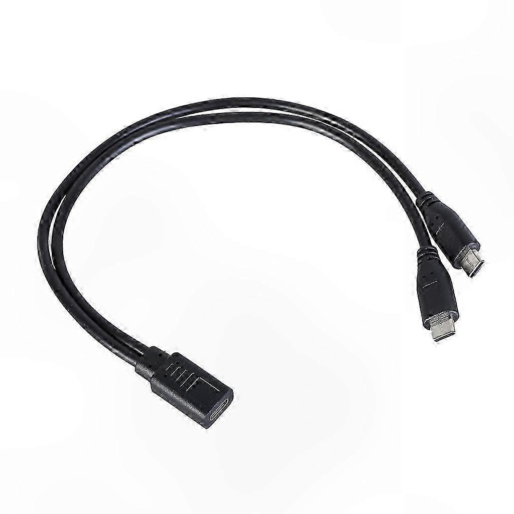 Dual Type C Male to Single Type C Female Adapter Cable for Connecting and Charging Two Devices at Once