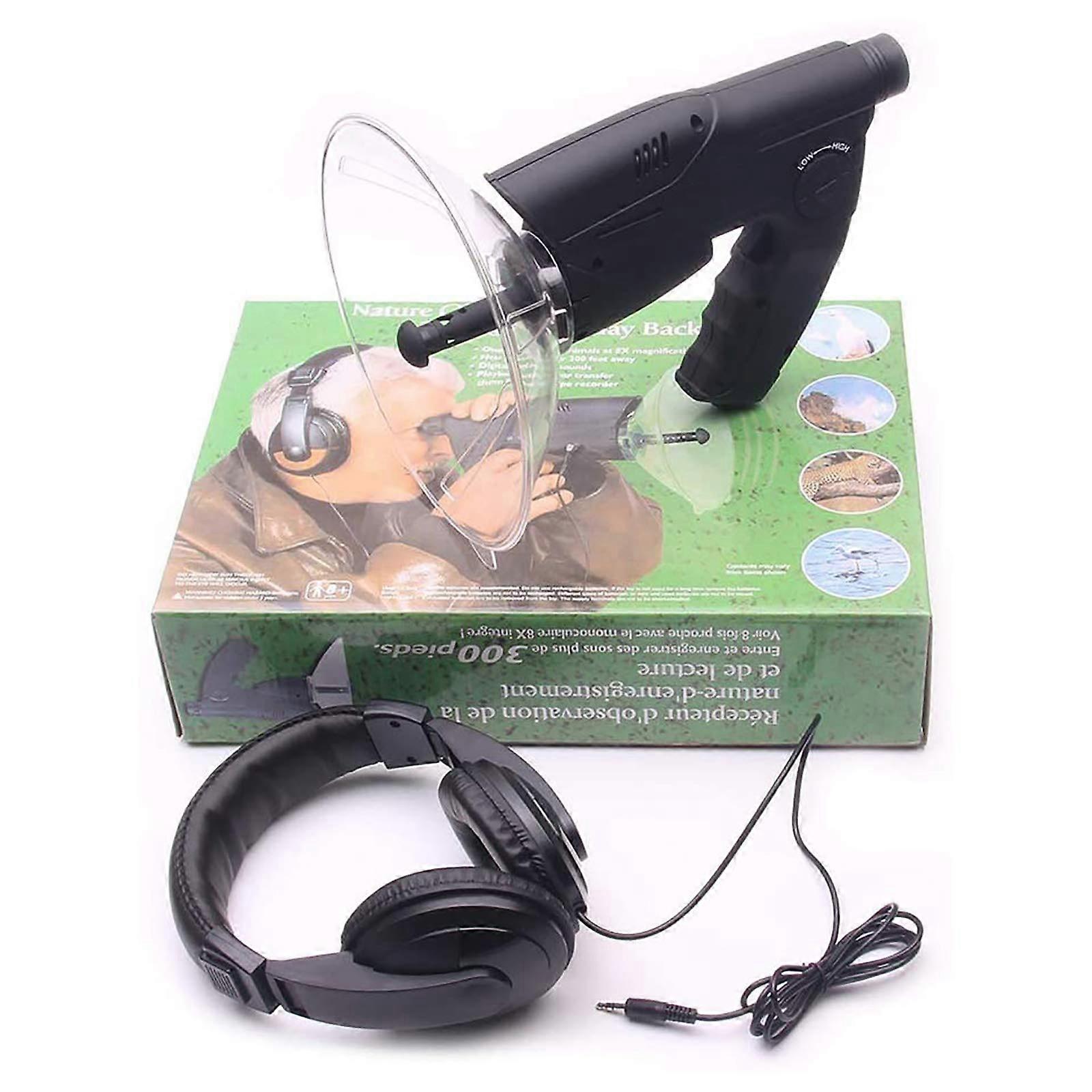 Parabolic Antenna Directional Microphone Monocular X8 Remote Listening Bird Watching Hunting Fishing Camping Telescope