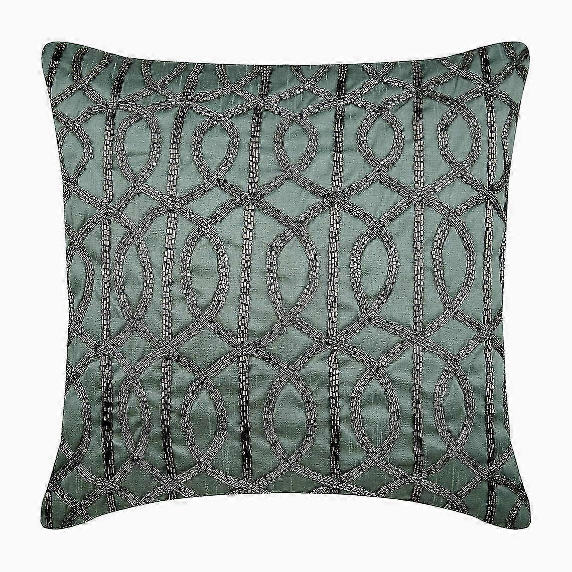 Grey Pillow Shams, 24x24 inch, Lattice Trellis Geometric Pattern, Modern Style, Square Silk Shams - Grey & Silver 2025