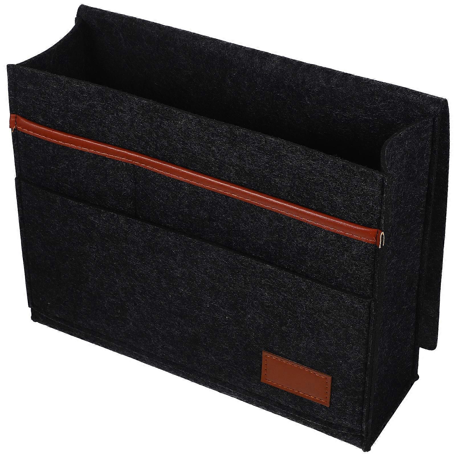 Rectangular Felt Bedside Hanging Bag 2Pcs Dark Grey For Home Organization Under Bed Or For Students