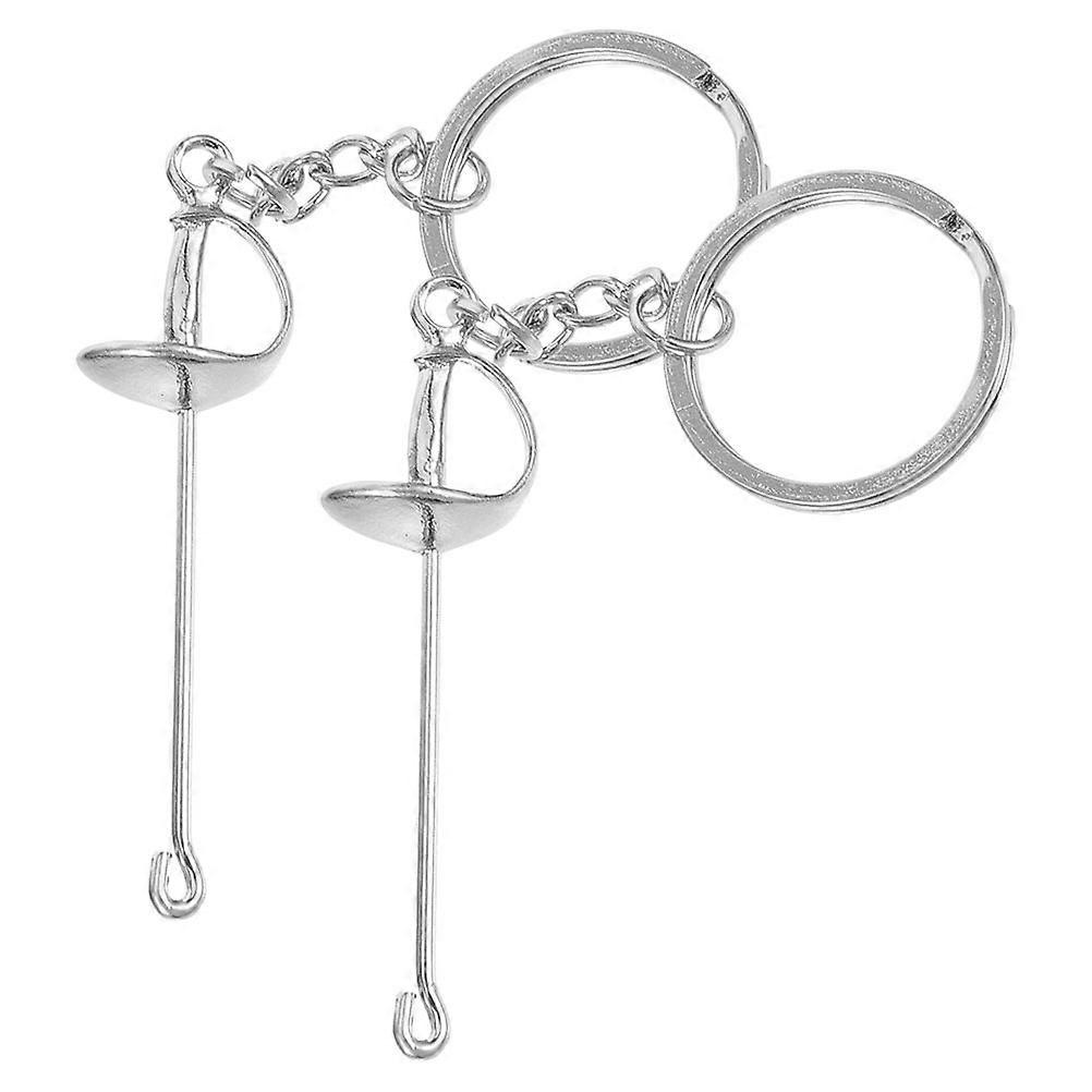 Portable Metal Small Keychain Fencing Sword Keychain Decorative 4Pcs