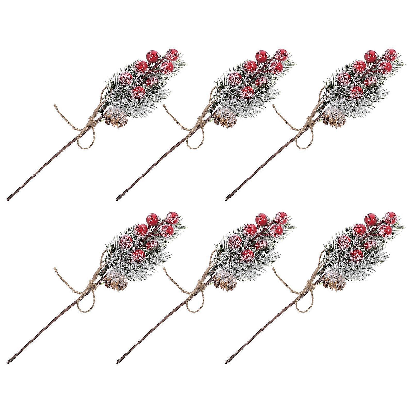 Christmas Berry Picks Artificial Pine Branches for Festive Use 24Pcs