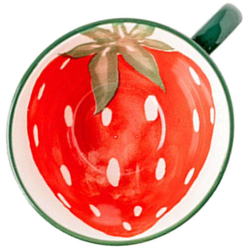 Strawberry Pattern Water Mug Ceramic Coffee Mug for Breakfast 2Pcs